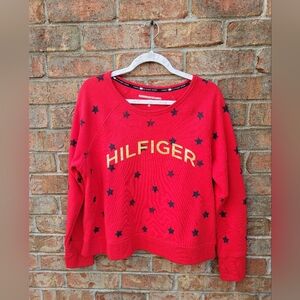 Tommy Hilfiger Red Sweatshirt with Navy Blue Stars